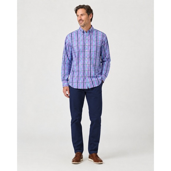 Peter Millar Other - Peter Millar Button Front Shirt Seaside Finish Mens Medium Purple Blue Cotton